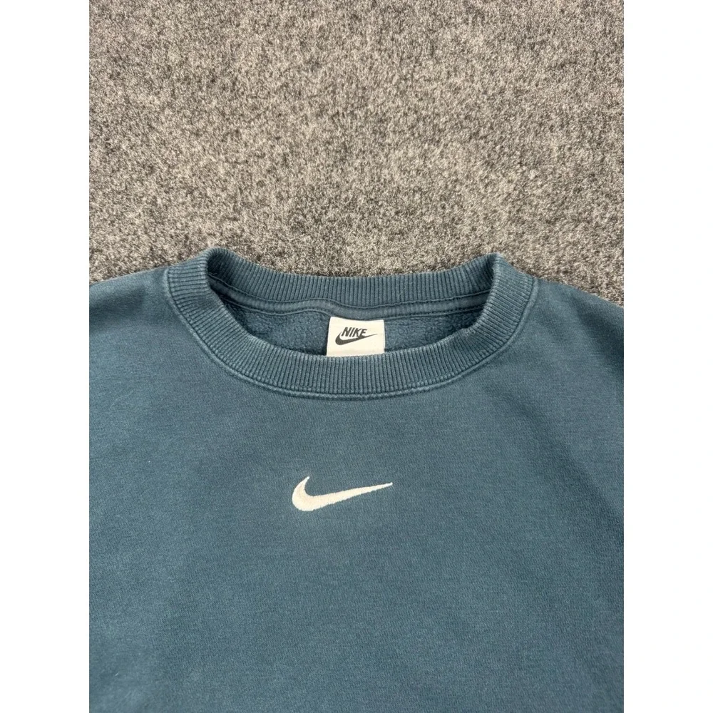 VTG Nike Center Swoosh Crewneck Sweatshirt Blue Faded Y2K Men's Small
